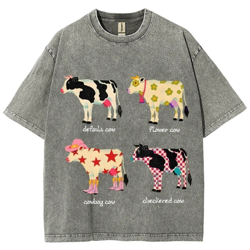 Men's And Women's Cute Cow Print T-shirt